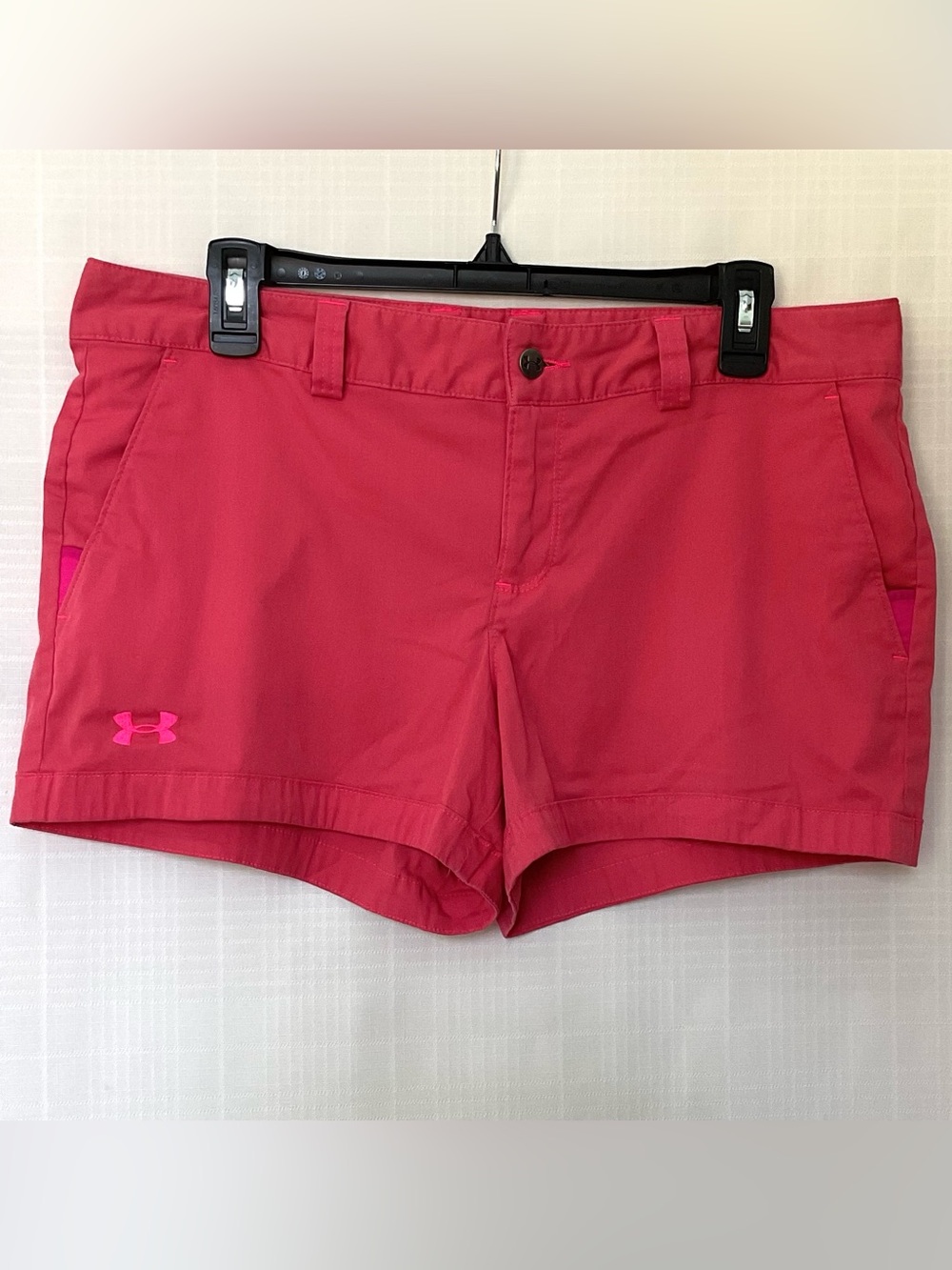 Under Armour Coral Pink Shorts with Branded Metal Button